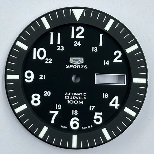 Black 35.5mm Modified Datejust green luminous watch dial, compatible with NH35 NH36 movement, stylish and functional.