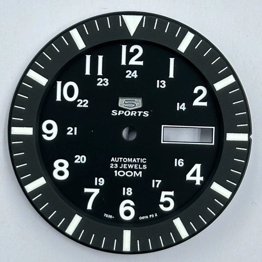 Black 35.5mm Modified Datejust Green Luminous Watch Dial for NH35 NH36 Movement