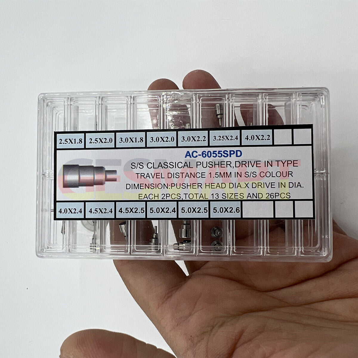 Classical stainless steel screw-in chronograph button set, 26pcs for watch repair