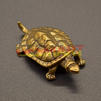 Solid copper Longevity Turtle trinket with vintage bronze finish, hand-carved details.
