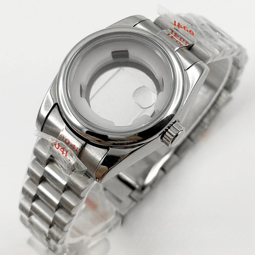 31MM Round Bezel Sapphire Glass Presidential bracelet Watch Case for NH05 NH06
