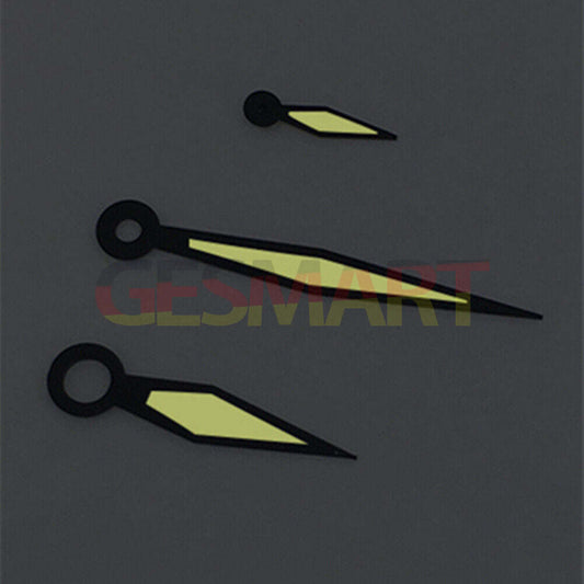 Black trim diamond-shaped yellow lume watch hands for ST3600/ST3620 and ETA6497/6498 mechanical watches.