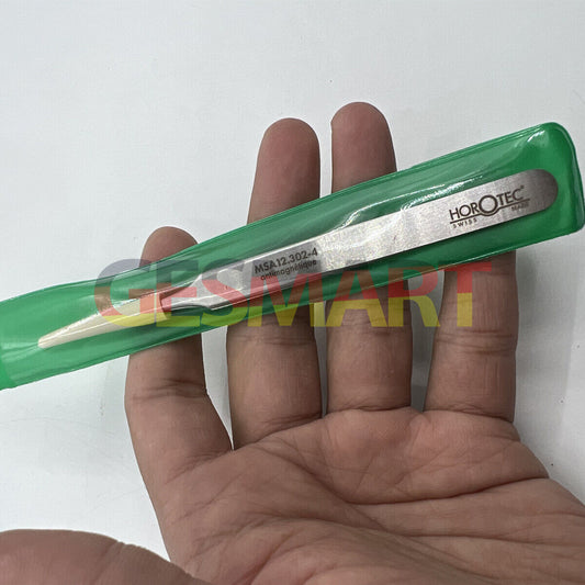 Horotec MSA12.302-4 antimagnetic steel tweezer for precise watch repair and handling.