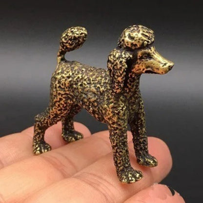 Solid copper dog trinket figurine, vintage hand-carved bronze model, perfect collectible accessory.