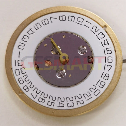 Watchmakers ISA 220 golden quartz movement with 2 hands and calendar for men?s watches.