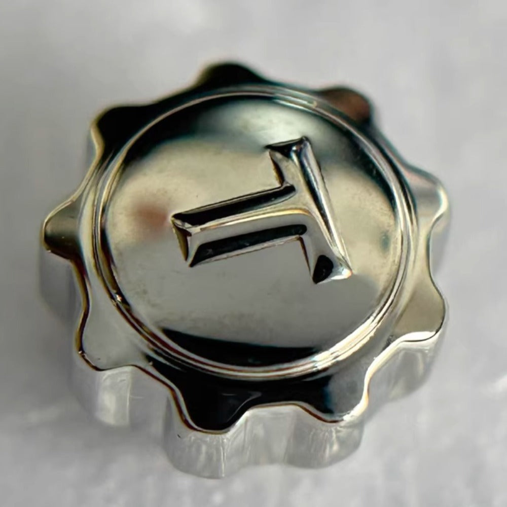 Steel silver watch crown replacement for Tissot T36, durable accessory for precise watch repair.