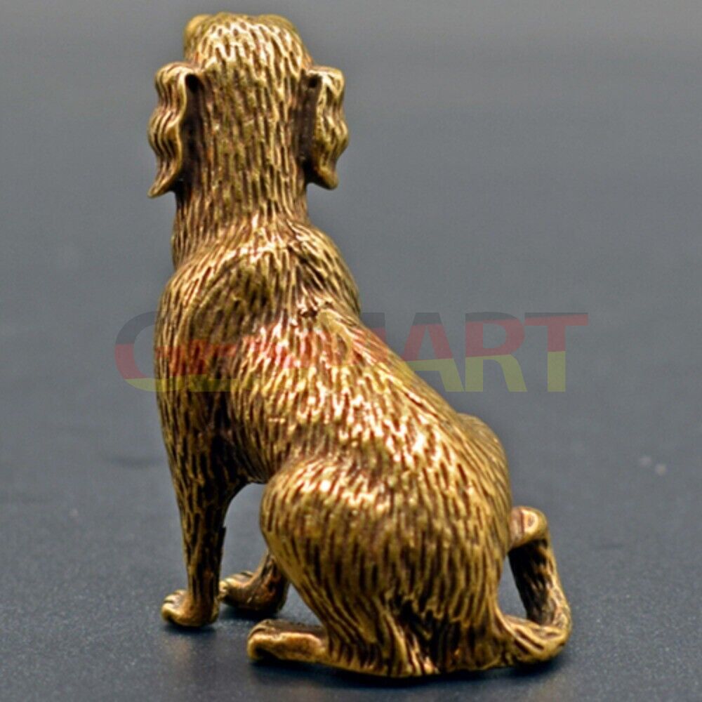 Hand-carved vintage solid copper puppy figurine, perfect collectible bronze trinket.