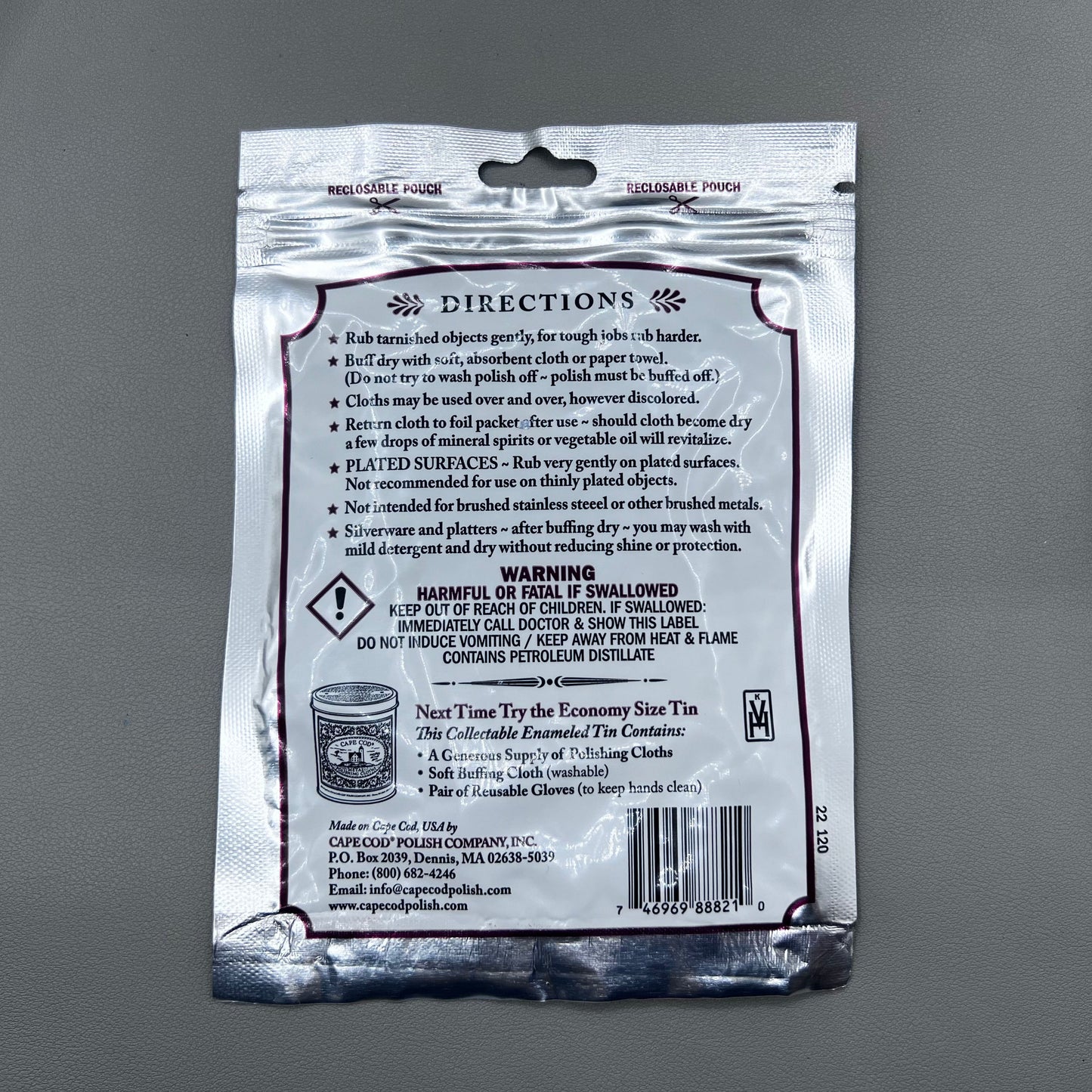 Cape Cod Fine Metal Polishing Cloths Polishes Cleans Jewellery Watches
