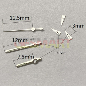 12.5mm Silver Trim Green Lume Watch Hands for Miyota OS10 OS20 OS22 OS60 OS80