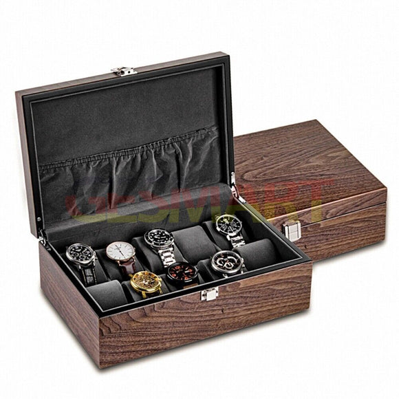 Walnut Wood Watch Box Organizer Case 10 Slots Watch Jewelry Storage Box Display