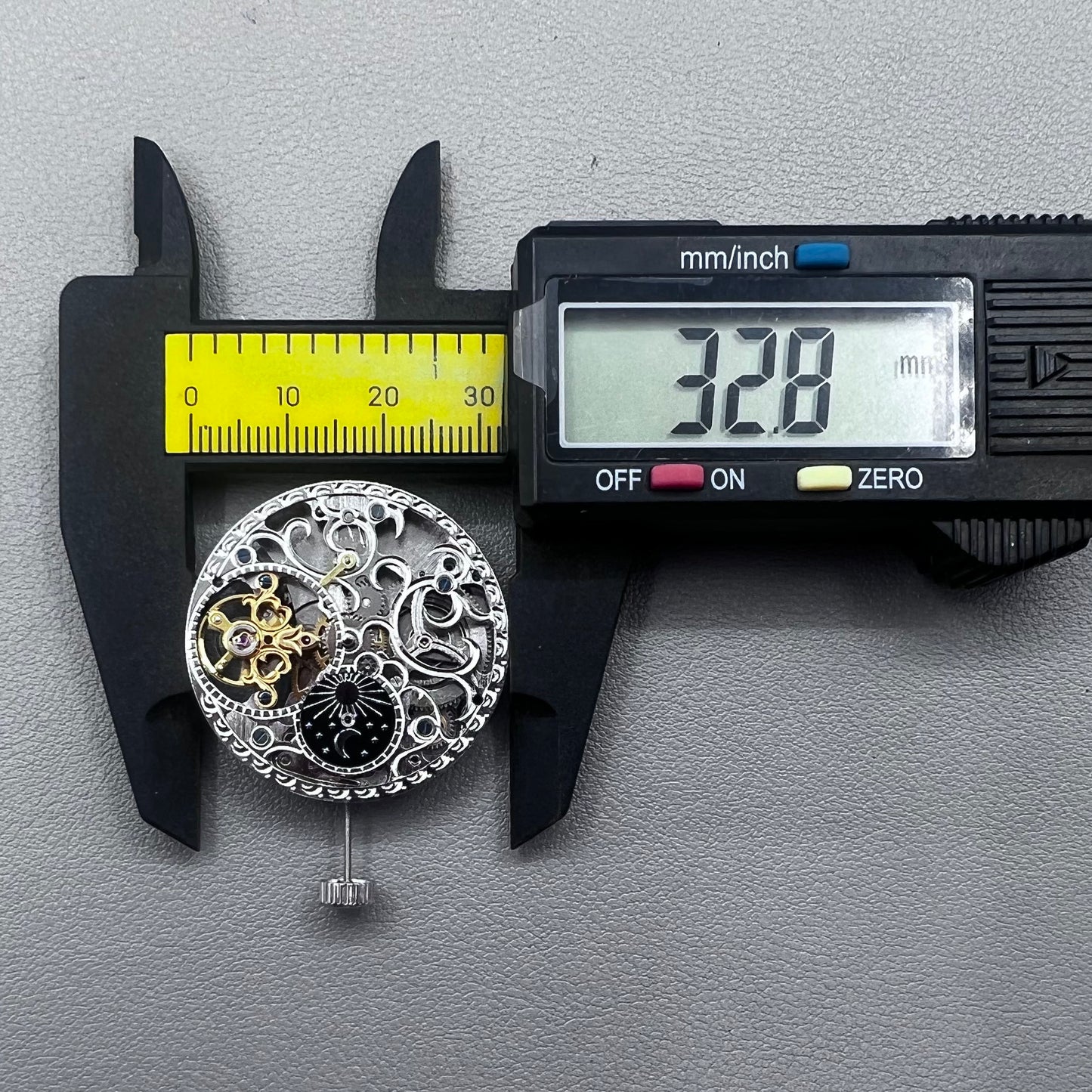 Silver Hollow Mechanical Movement Big Flywheel Moonphase@3