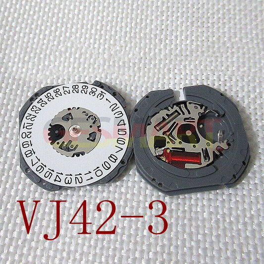 Hattori Epson quartz watch movement with date display at 3 and 6 o'clock, made in Japan.
