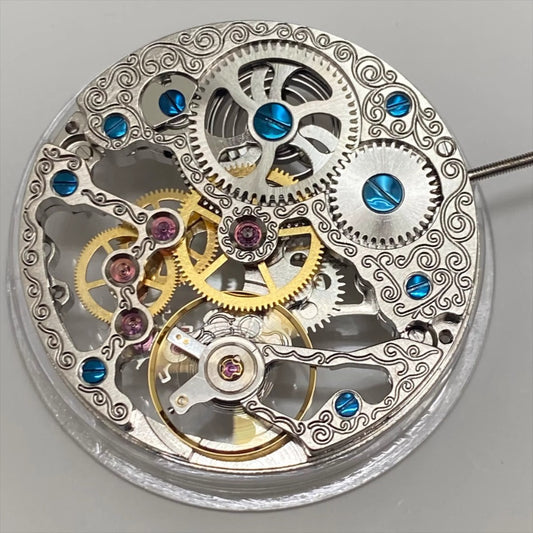 China Made ST3600 6497 hand-wound mechanical movement with intricately carved silver casing.