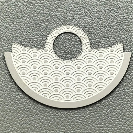 Silver waved rotor oscillating weight overlay, compatible with NH35 NH36 7S26 4R35 movements for watch customization.