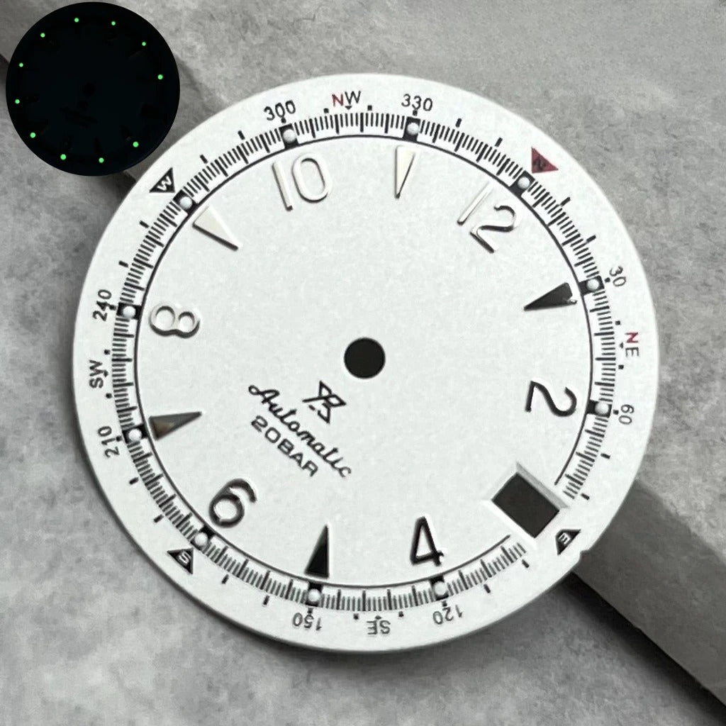 28.5mm Multicolor Watch Dial Date Window Green Luminous Dial Fit NH35/NH36/4R/7S