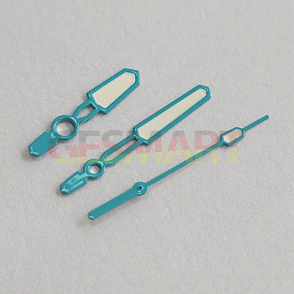 Fashion Candy green luminous watch hands with colored trim, designed for NH35/NH36/4R/7S movements, precise fit and glow.