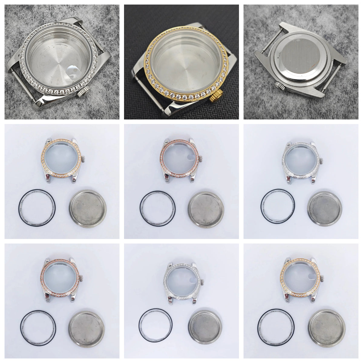 Oyster Diamond tainless Steel Watch Case with Sapphire Crystal Sfor NH35/NH36/4R