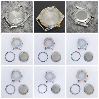 Oyster Diamond tainless Steel Watch Case with Sapphire Crystal Sfor NH35/NH36/4R