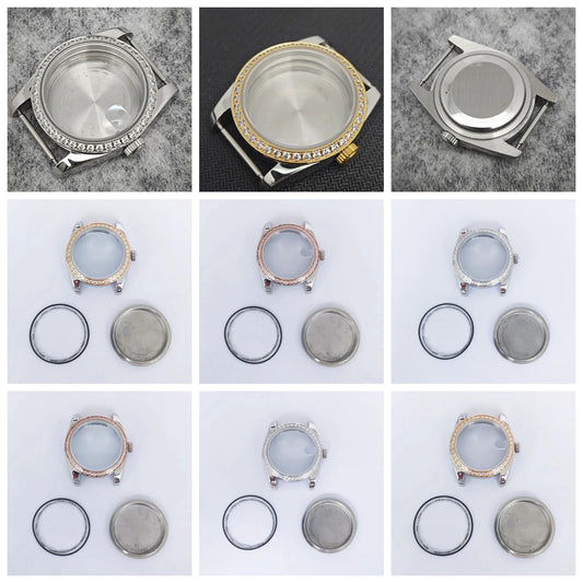 Oyster Diamond tainless Steel Watch Case with Sapphire Crystal Sfor NH35/NH36/4R