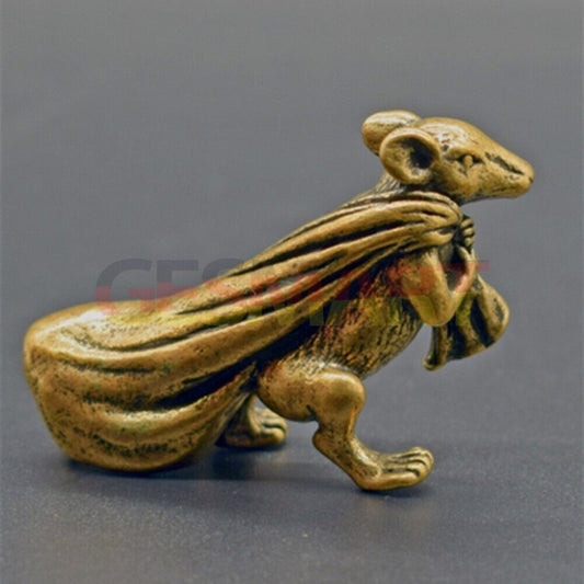1. Hand-carved Solid Copper Harvest Little Mouse trinket by Bronze Model, detailed craftsmanship.  