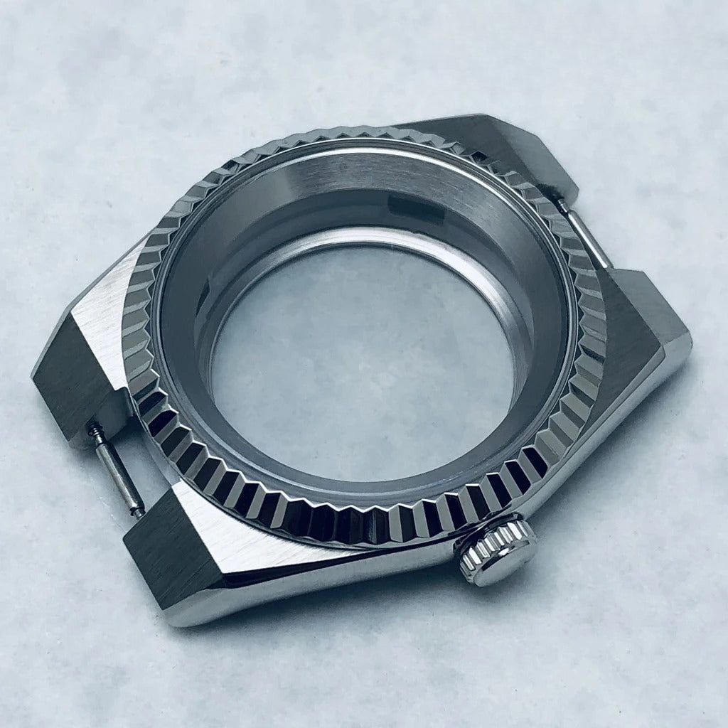 Gold 40mm Land-Dwellwe 904L Watch Case+Strap Sapphire Glass For NH34 NH35 NH36