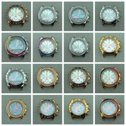 40mm Diamond Bezel Aurora Dial 316l Steel Sapphire Glass Case Suitable For VK63