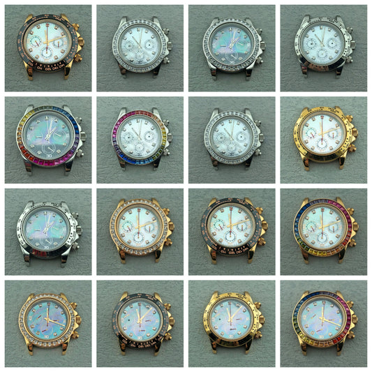 40mm Diamond Bezel Aurora Dial 316l Steel Sapphire Glass Case Suitable For VK63