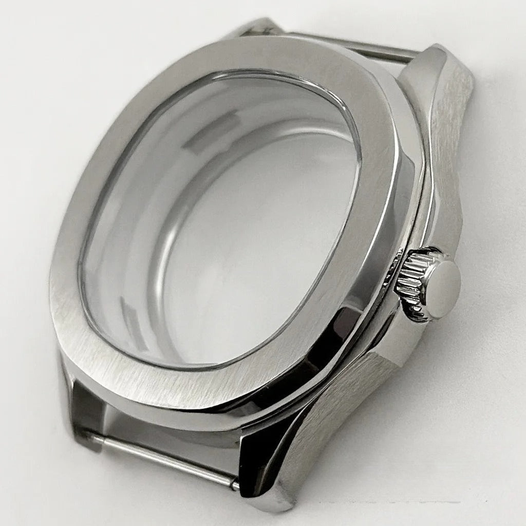 40mm Nautilus Rubber Strap Sapphire Glass Watch Case for NH34/35 NH36 NH38 4R35
