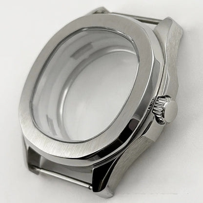 40mm Nautilus Rubber Strap Sapphire Glass Watch Case for NH34/35 NH36 NH38 4R35