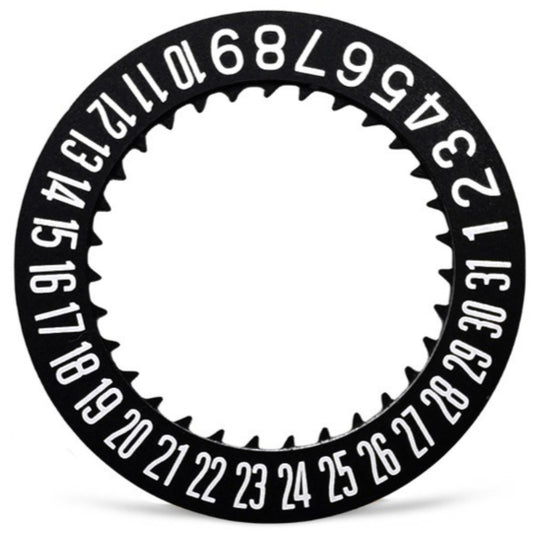 White date disk wheel with black font for NH35 NH36 watch movements, enhancing date visibility and accuracy.