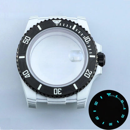 40.5mm Carbon Fiber Case Fit RLX3135 Sapphire Glass Carbon Fiber Bezel Blue Lume