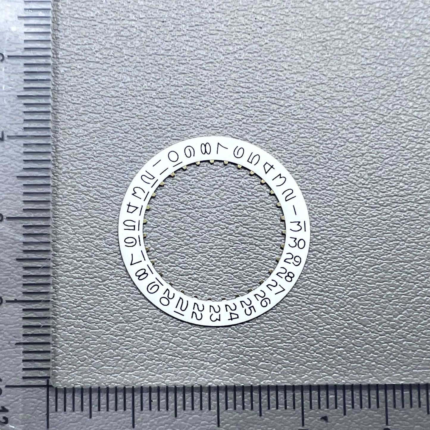 White background numeral date disk wheel for ETA 2824 watch movement, Datejust style date@3 display.