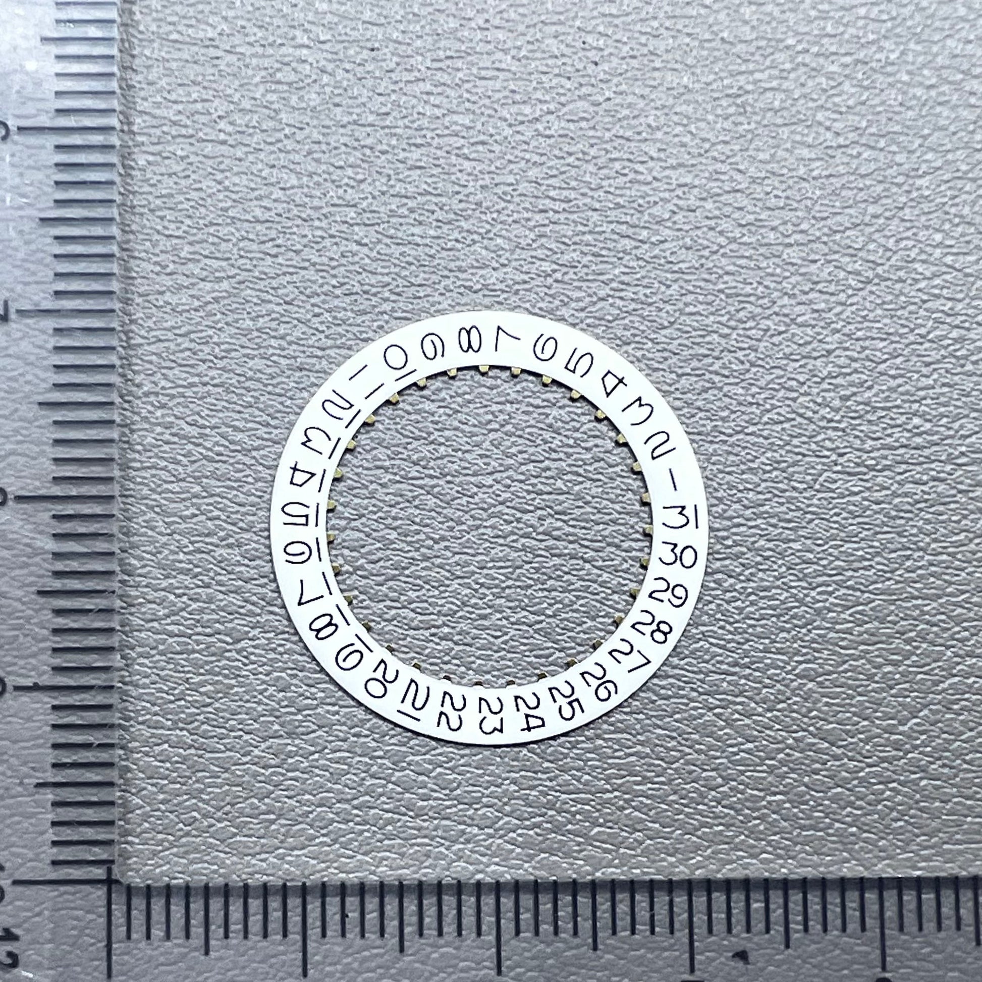 White background numeral date disk wheel for ETA 2824 watch movement, Datejust style date@3 display.