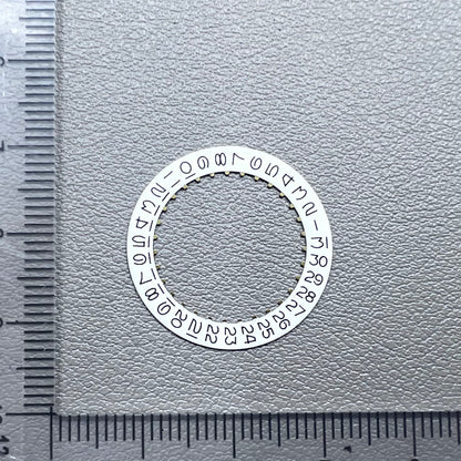 White background numeral date disk wheel for ETA 2824 watch movement, Datejust style date@3 display.