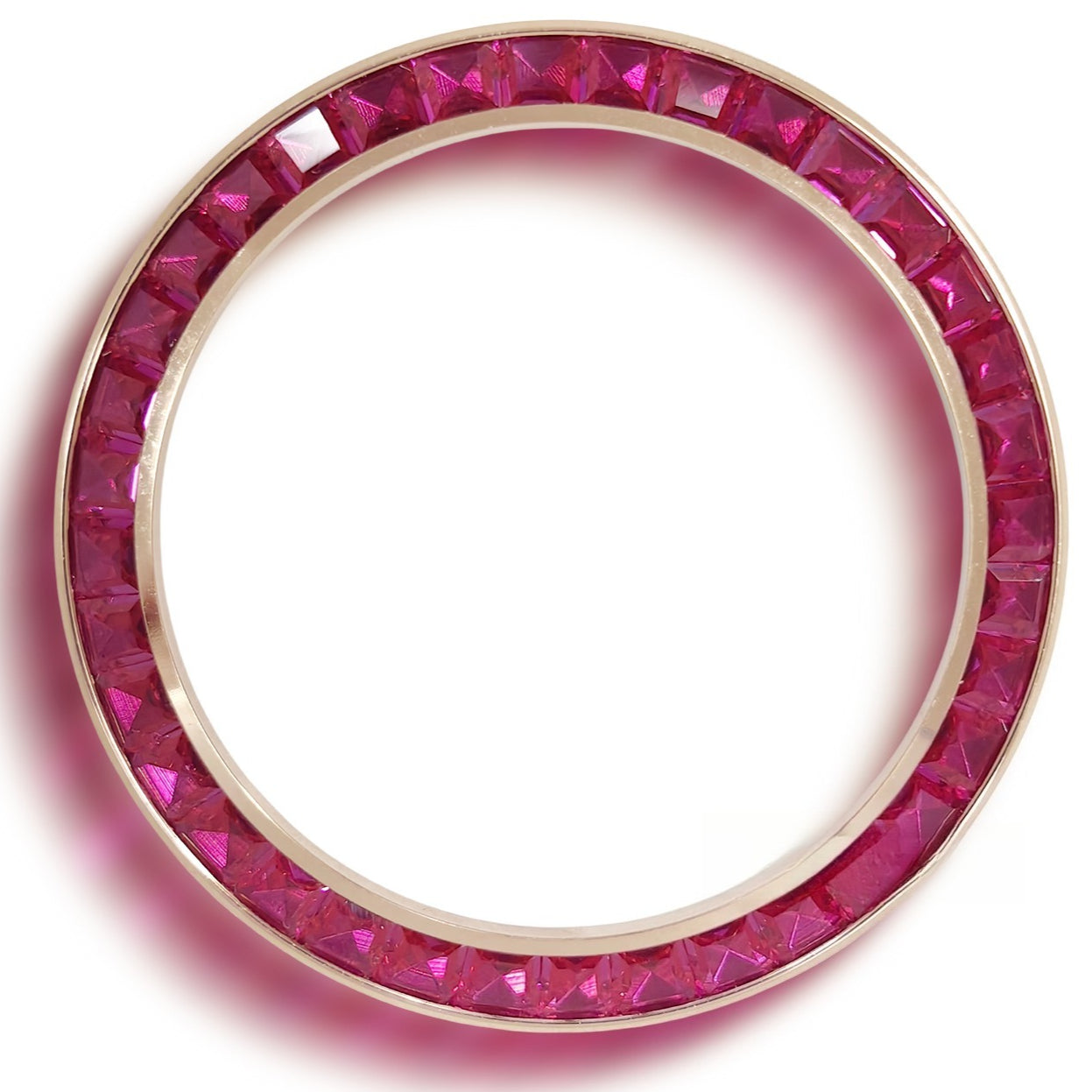 Daytona T-Shaped Square Moissanite Inclined Pink Watch Bezel Silver Base