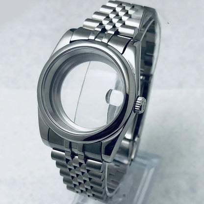 36/40mm Steel Watch Case Sapphire For NH34 NH35 NH36 ETA2824 PT5000 S Crown