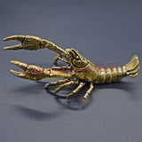 Solid Copper Lobster Trinket Vintage Hand Carved Bronze Model Figurines