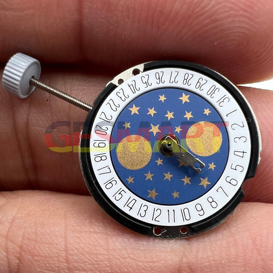 Montre à quartz Ronda 788, mouvement à 6 aiguilles, date et phases de lune.