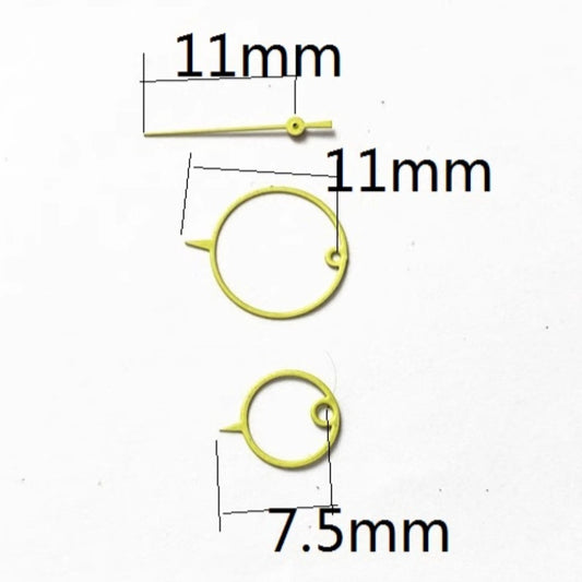 Aiguilles de montre creuses jaunes 11 x 11 x 7 mm pour mouvement à quartz Miyota 2035