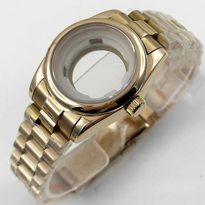 31MM Round Bezel Sapphire Glass Presidential bracelet Watch Case for NH05 NH06
