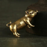 Solid Copper Cute Pig Trinket Vintage Hand Carved Bronze Model Figurines