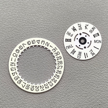 Green Lume White Date Disk Wheel Week Wheel for Seiko NH36 Movement Date@3.8