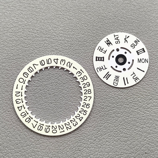 Green Lume White Date Disk Wheel Week Wheel for Seiko NH36 Movement Date@3.8