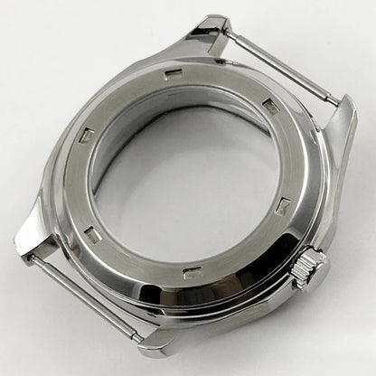 Brown Rubber Strap 40mm Sapphire Glass Watch Case for NH34 NH35 NH36 NH38 4R35