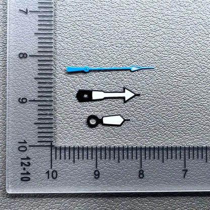 Green Lume Black Trim White Painted Blue Second Watch Hands for NH35 36 Movement