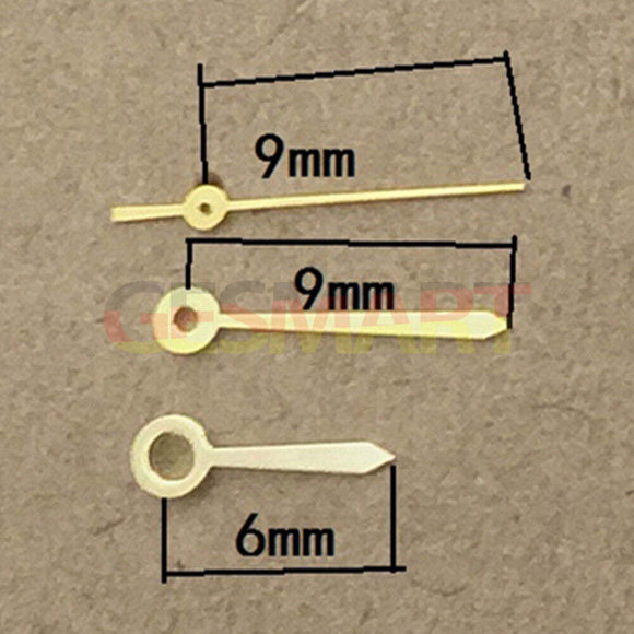 9mm Polished Golden Arrow Shape Watch Hands for Ronda 763 Quartz Watch Movement