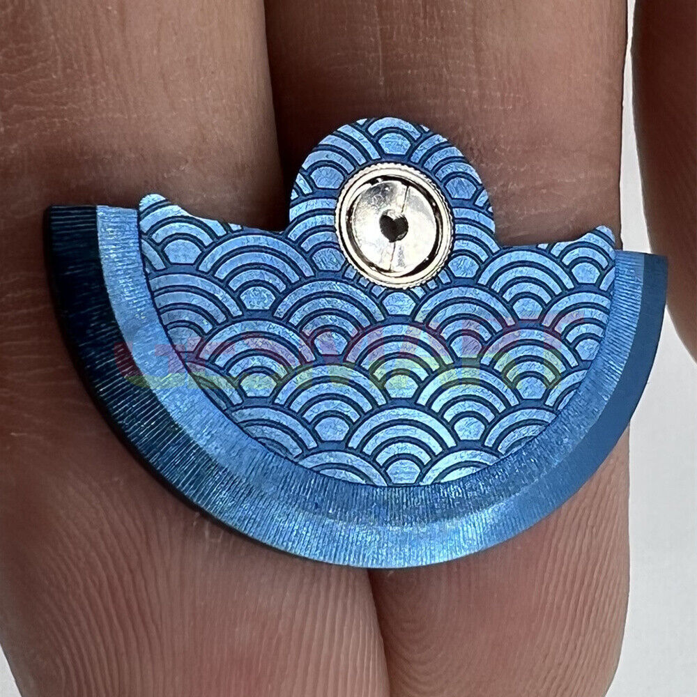 Blue Sea Wave carved rotor oscillating weight for Miyota NH35 NH36 watch movement.
