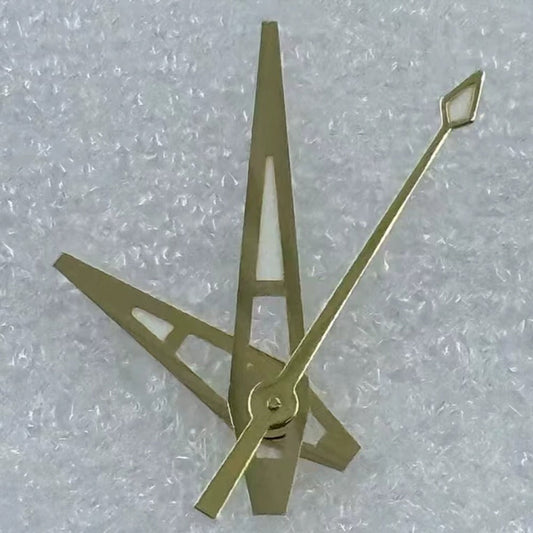 Golden green lume big arrow watch hands compatible with NH35/36 and NH38 movements.