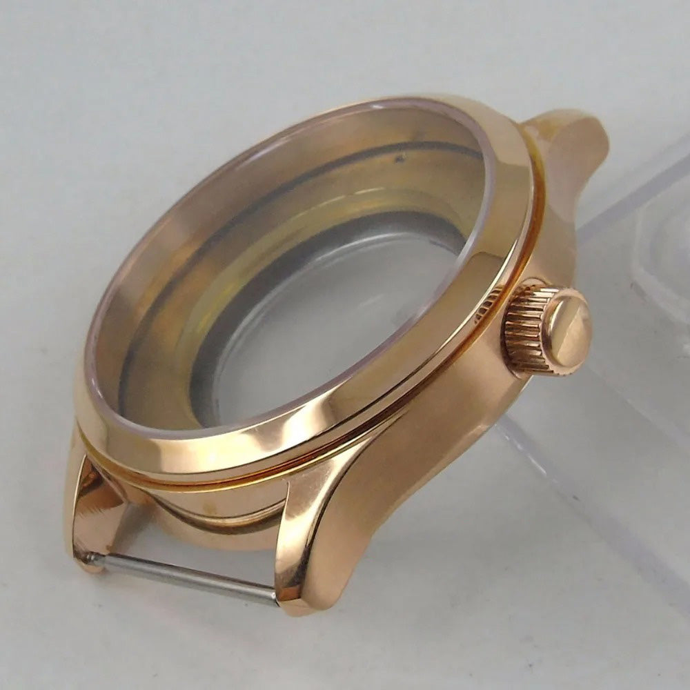 Rose Gold 42mm 316L Steel Watch Case with Sapphire Glass, fits ETA 2824/2836 automatic movement