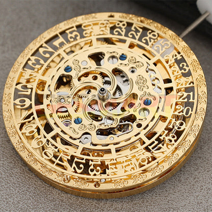 Golden Hollow Calendar watch by HZ27AOB featuring automatic mechanical movement and elegant Chinese craftsmanship.